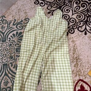 Green Checkered Sleeveless Jumpsuit plus size